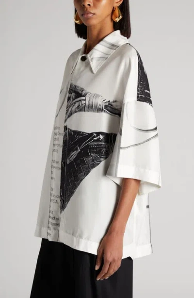 Bottega Veneta Campaign Print Oversize Silk Button-up Shirt