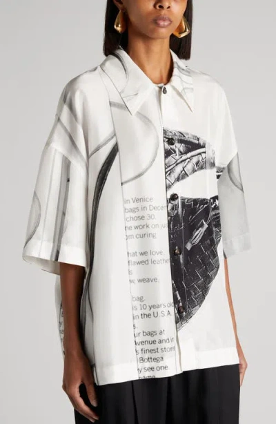 Bottega Veneta Campaign Print Oversize Silk Button-up Shirt