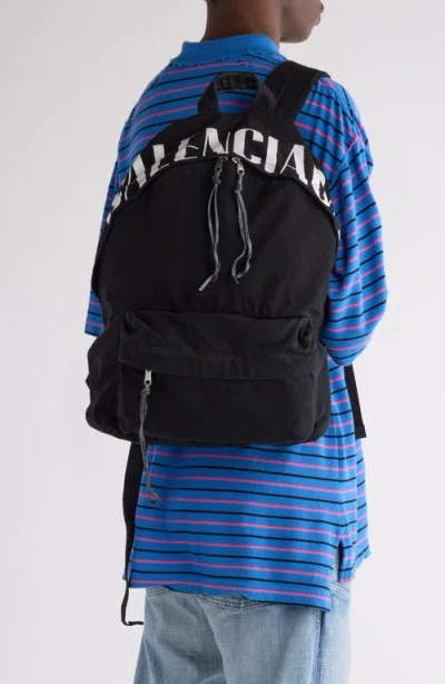 Balenciaga Editor Washed Cotton Canvas & Leather Backpack