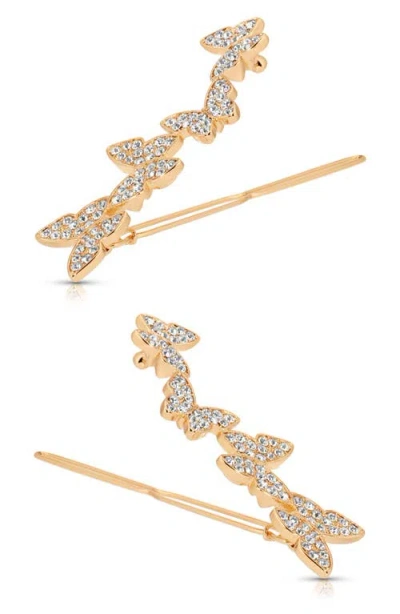 Ettika Whimsical Set Of 2 Crystal Butterfly Barrettes