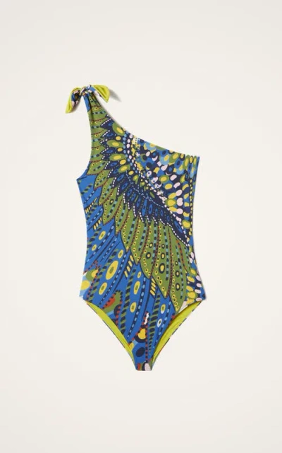 La Doublej Goddess One-shoulder Printed Swimsuit