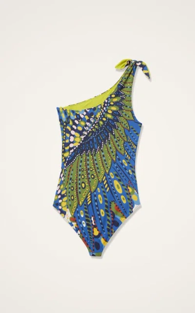 La Doublej Goddess One-shoulder Printed Swimsuit