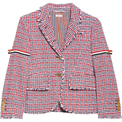 Thom Browne Fray Cotton Tweed Blazer