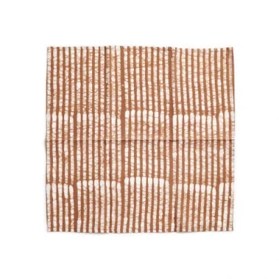 Studio Variously Oak Brown Stripes Wax Block Print Cotton Table Napkin