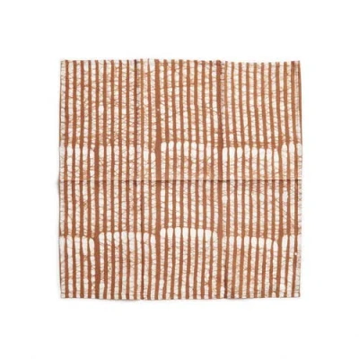 Studio Variously Oak Brown Stripes Wax Block Print Cotton Table Napkin