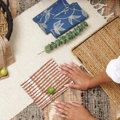 Studio Variously Oak Brown Stripes Wax Block Print Cotton Table Napkin