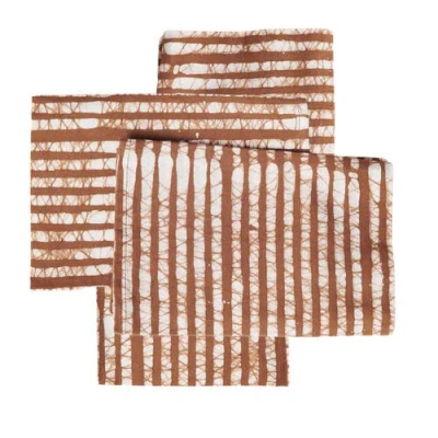 Studio Variously Oak Brown Stripes Wax Block Print Cotton Table Napkin
