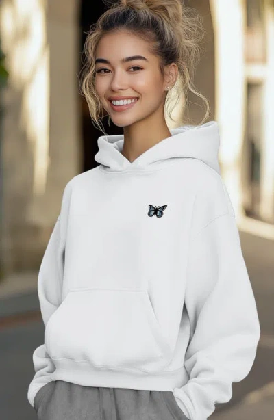 Dalix Womens Butterfly Midweight Fleece Relaxed Hooded Sweatshirt