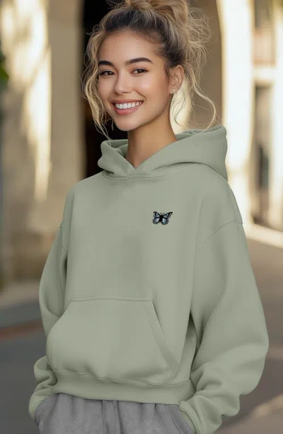 Dalix Womens Butterfly Midweight Fleece Relaxed Hooded Sweatshirt