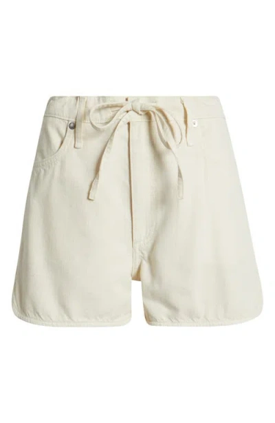 Rag & Bone Off-white Featherweight Nolan Drawstring Denim Shorts In Neutral
