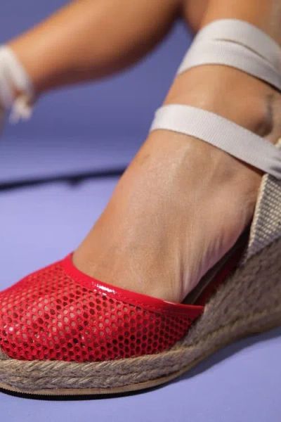Forever & Always Shoes Lions Mesh Leather Wedge Espadrilles Sandal