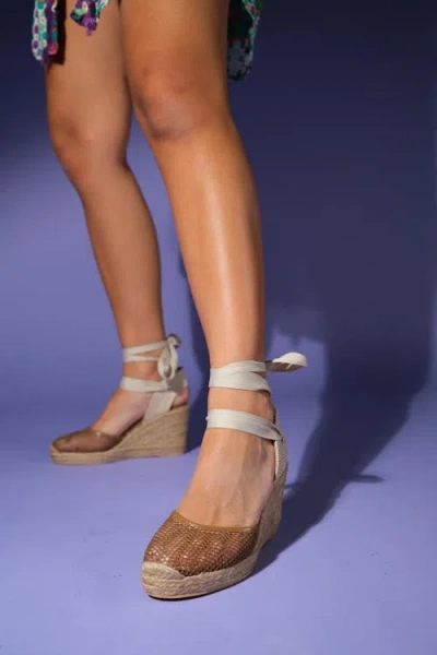 Forever & Always Shoes Lions Mesh Leather Wedge Espadrilles Sandal