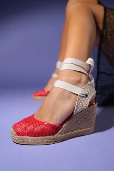 Forever & Always Shoes Lions Mesh Leather Wedge Espadrilles Sandal