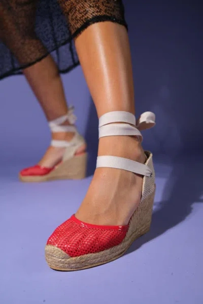 Forever & Always Shoes Lions Mesh Leather Wedge Espadrilles Sandal
