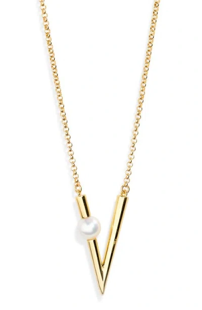 Mikimoto Akoya Pearl Triangular Pendant Necklace