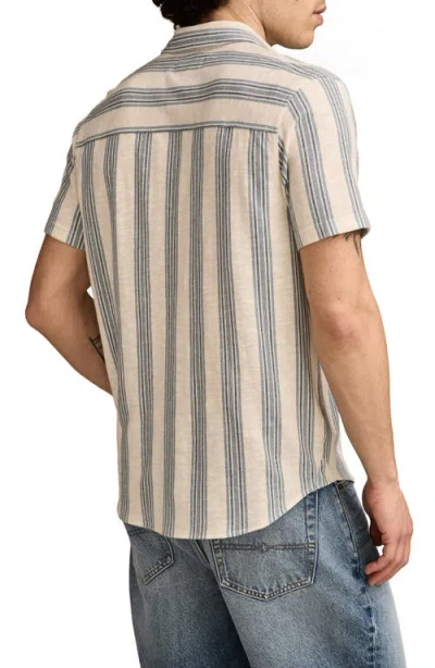 Lucky Brand Short Sleeve Cotton-blend Button-up Shirt In Gray