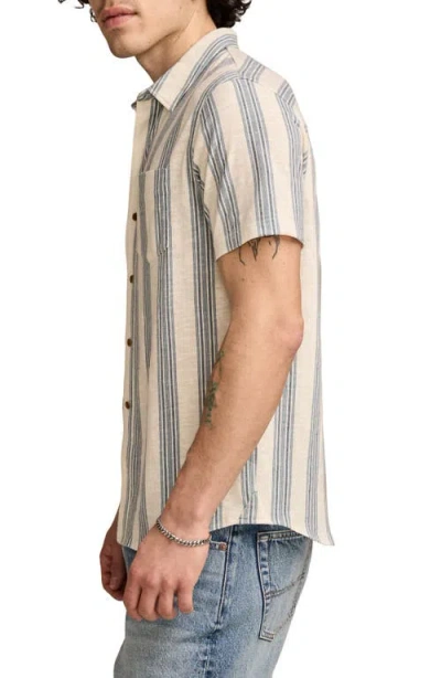 Lucky Brand Short Sleeve Cotton-blend Button-up Shirt In Gray