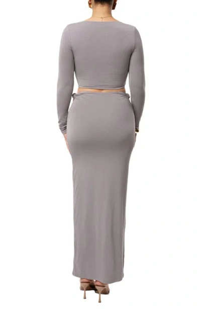Jluxlabel Geneva Long Sleeve Crop Top & Skirt