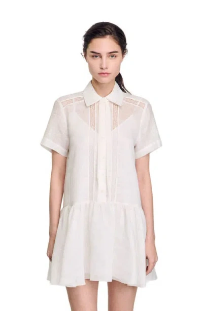 Sandro Short Dress With Lace Details