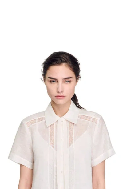 Sandro Short Dress With Lace Details