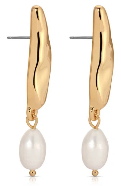 Ettika Cultured Freshwater Pearl Liquid Luxe Drop Earrings