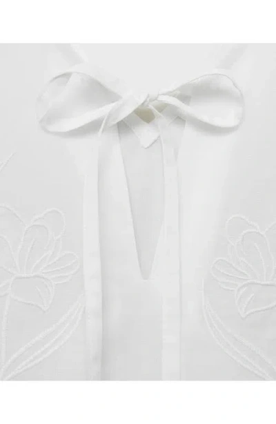 Mango Embroidered Cotton Nightgown In Neutral