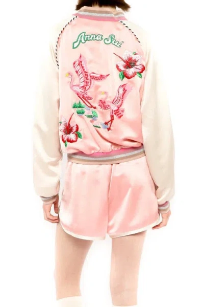 Anna Sui Satin Embroidered Souvenir Jacket
