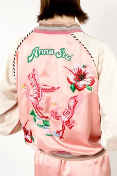 Anna Sui Satin Embroidered Souvenir Jacket