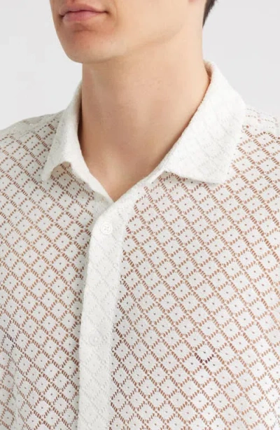 Open Edit Oversize Texture Short Sleeve Button-up Shirt