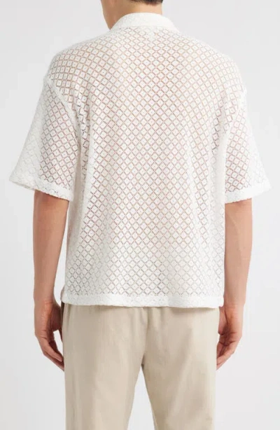 Open Edit Oversize Texture Short Sleeve Button-up Shirt