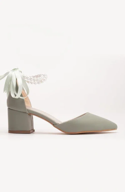 Forever & Always Shoes Miranda Low Block Heels With Pearls
