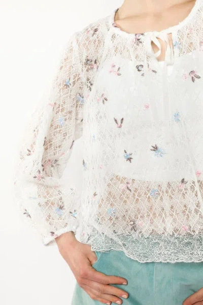 Shop Anna Sui Embroidered Lacey Trellis Blouse