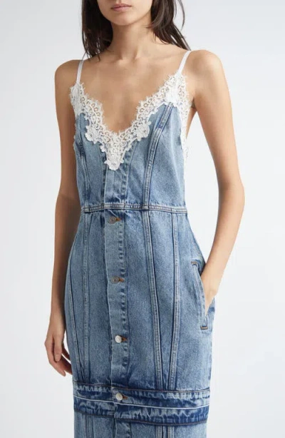 Stella Mccartney Lace Trim Denim Maxi Dress