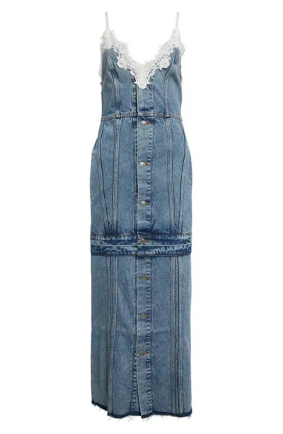 Stella Mccartney Lace Trim Denim Maxi Dress