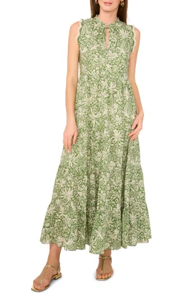 Vince Camuto Tie Neck Tiered Cotton Maxi Dress