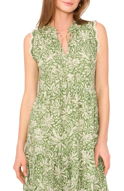 Vince Camuto Tie Neck Tiered Cotton Maxi Dress