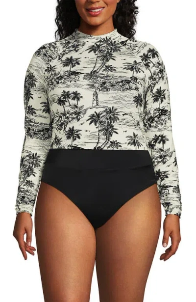 Lands' End Long Sleeve Mock Neck Cropped Upf 50 Sun Protection Rash Guard