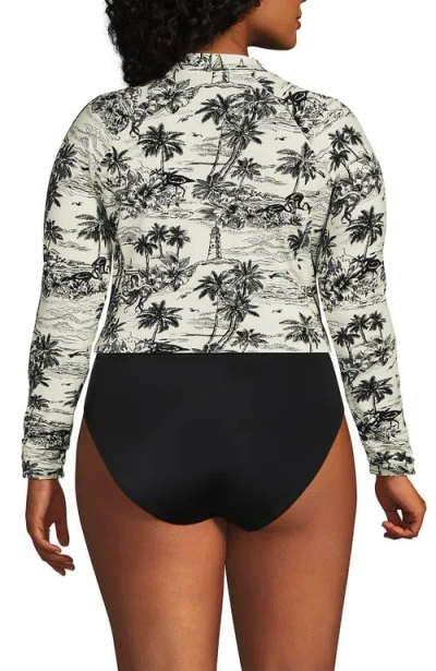 Lands' End Long Sleeve Mock Neck Cropped Upf 50 Sun Protection Rash Guard