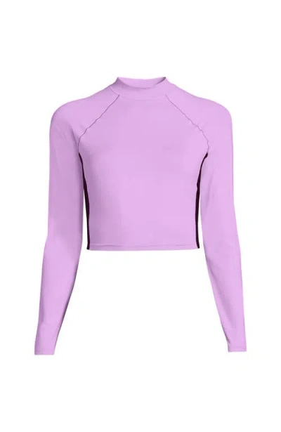 Lands' End Long Sleeve Mock Neck Cropped Upf 50 Sun Protection Rash Guard
