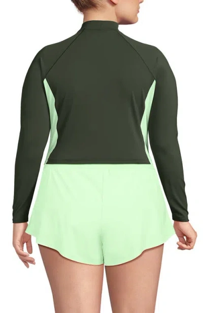 Lands' End Long Sleeve Mock Neck Cropped Upf 50 Sun Protection Rash Guard