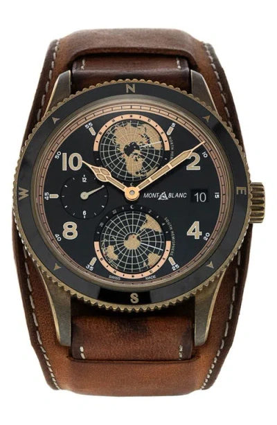 Watchfinder & Co. Montblanc  2022 Geosphere Leather Strap Chronograph Watch, 42mm