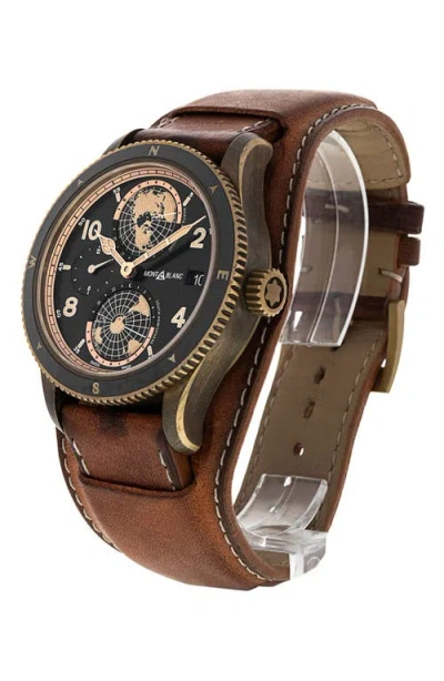 Watchfinder & Co. Montblanc  2022 Geosphere Leather Strap Chronograph Watch, 42mm