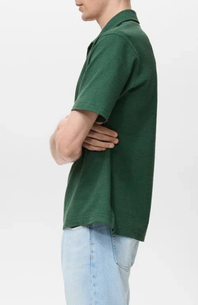 Mango Ribbed Structure Cotton Blend Polo
