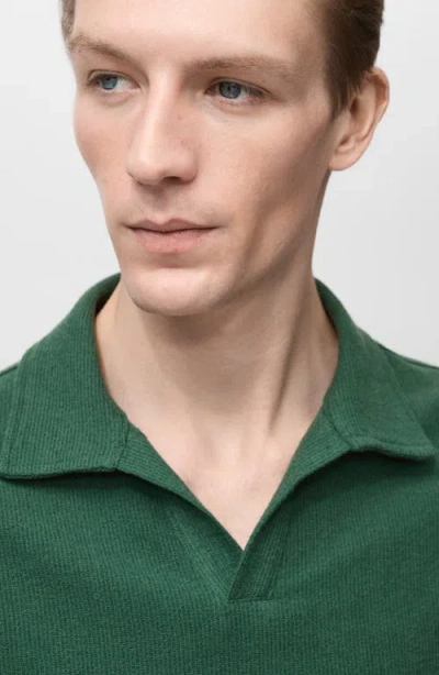 Mango Ribbed Structure Cotton Blend Polo