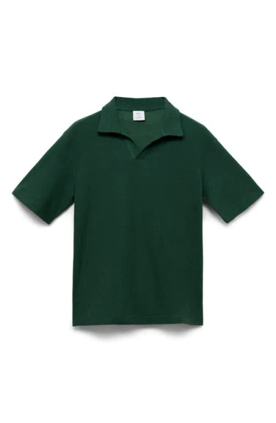 Mango Ribbed Structure Cotton Blend Polo