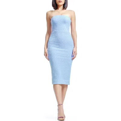 Dress The Population Viviana Sequin Strapless Sheath Dress In Sky
