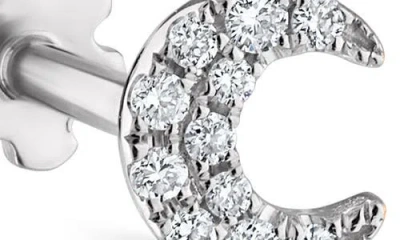 Shop Maria Tash Diamond Moon Threaded Stud Earring