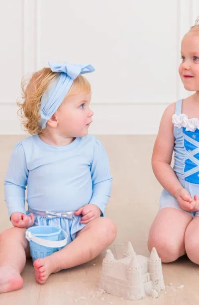 Rufflebutts Princess One-piece Rashguard Swimsuit & Bow Head Wrap Set