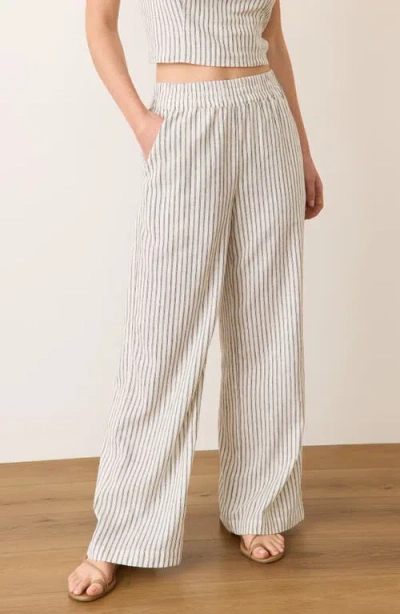 Marine Layer Allison Stripe Pull-on Wide Leg Hemp Blend Pants