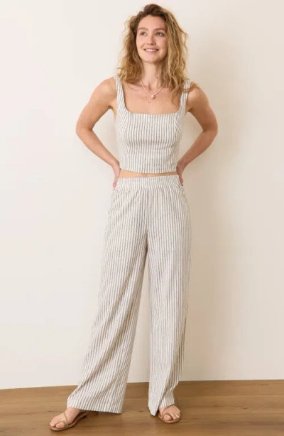 Marine Layer Allison Stripe Pull-on Wide Leg Hemp Blend Pants